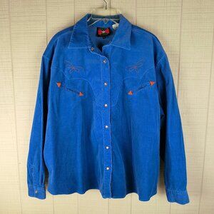 Vintage Five Star by Roper Pearl Snap Western Shirt Corduroy Embroidered